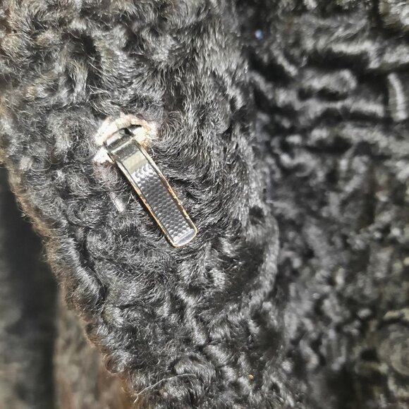 Vintage Black Persian Lamb Fur Coat 1940s 1950s Womens Size XS Mid Calf - Picture 5 of 14